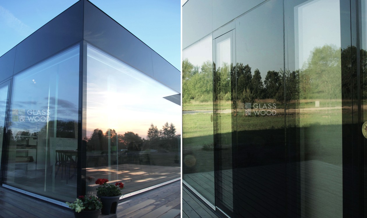 Mājas Advantage stiklotas fasādes, strukturālais stiklojums