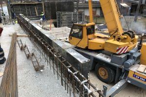 Concreting of exposed concrete walls