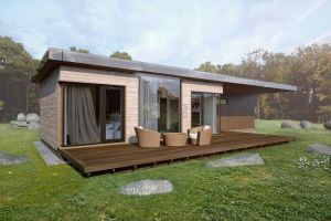 Modulaire huis met grote glazen ontwerp