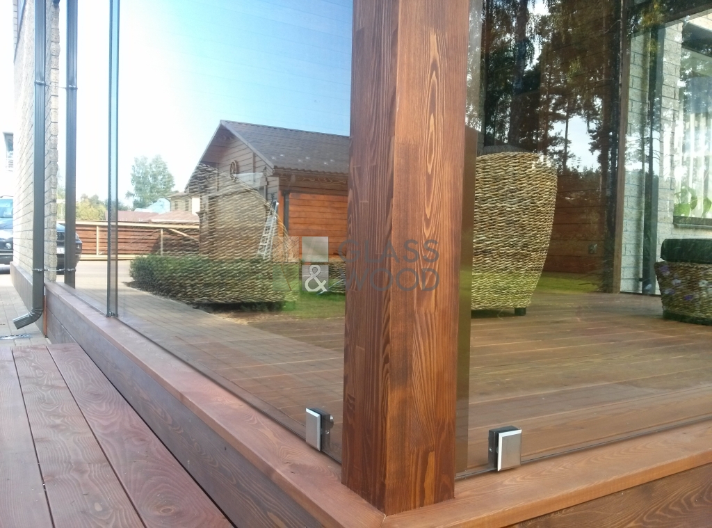 Glass wooden terrace
