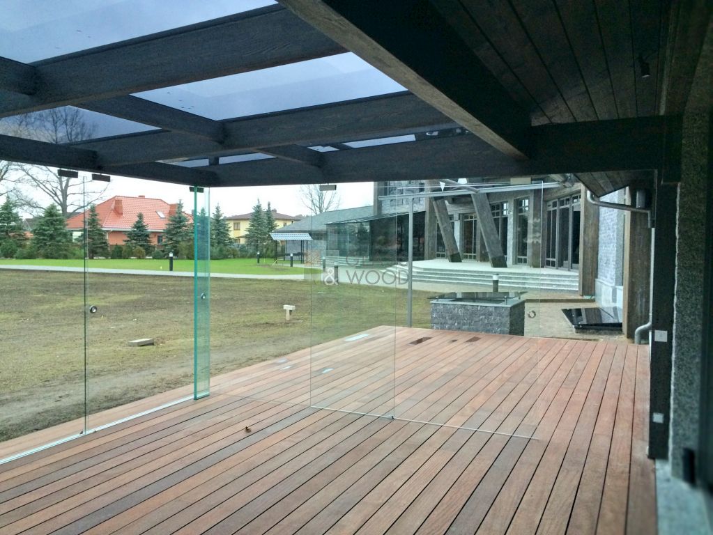 Patio with glass wall
